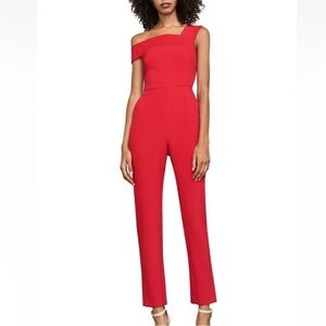 BCBGmaxazria Red One-Shoulder Jumpsuit